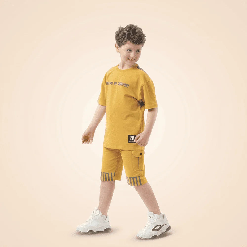Boys''  T-Shirt & Shorts Set - Mustard Yellow