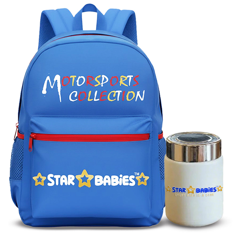 Star Babies - Motorsports Collection Backpack & Vacuum Insulated Mini Flask Set - Multicolor - 2 Pcs