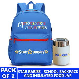 Star Babies - Motorsports Collection Backpack & Vacuum Insulated Mini Flask Set - Multicolor - 2 Pcs