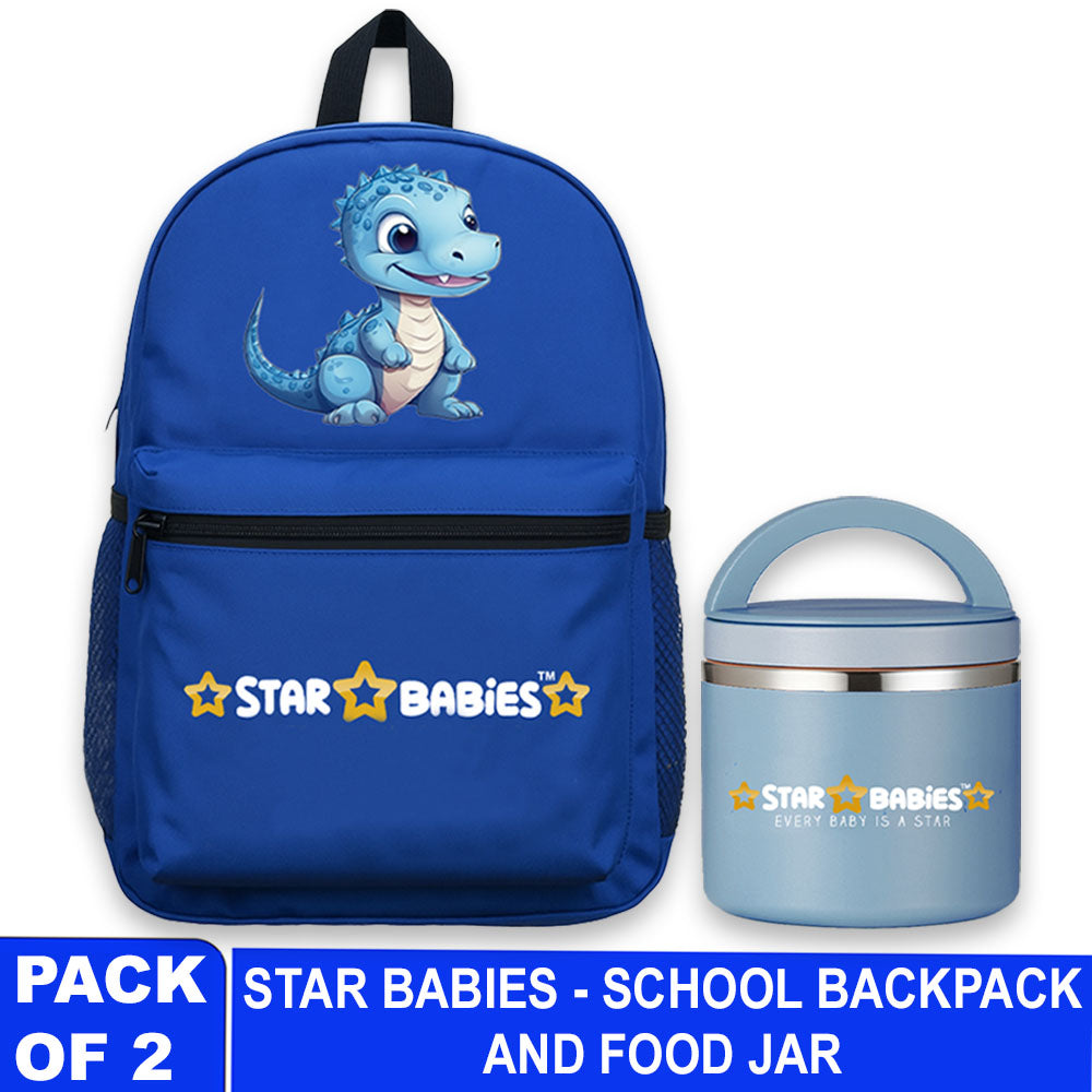 Star Babies - School Backpack With Food Jar Set - Dino - 2 Pcs